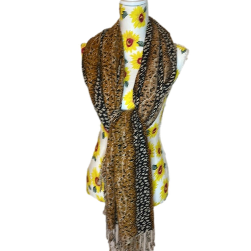Bomdua Animal Print Rayon Scarf Unisex Fringe